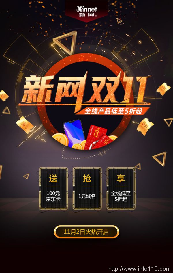新網(wǎng)推出雙11狂歡，com域名低至11.11元