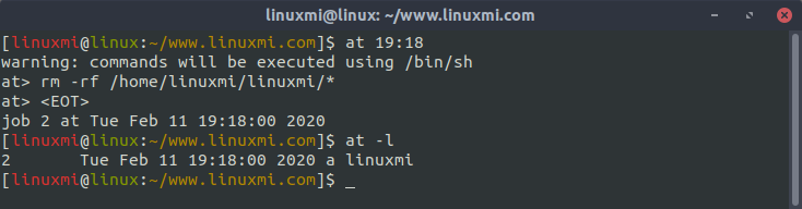 圖解 Linux下at延時任務和crontab定時任務命令