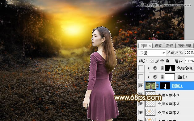 PS調出外景人像照片夕陽美景效果