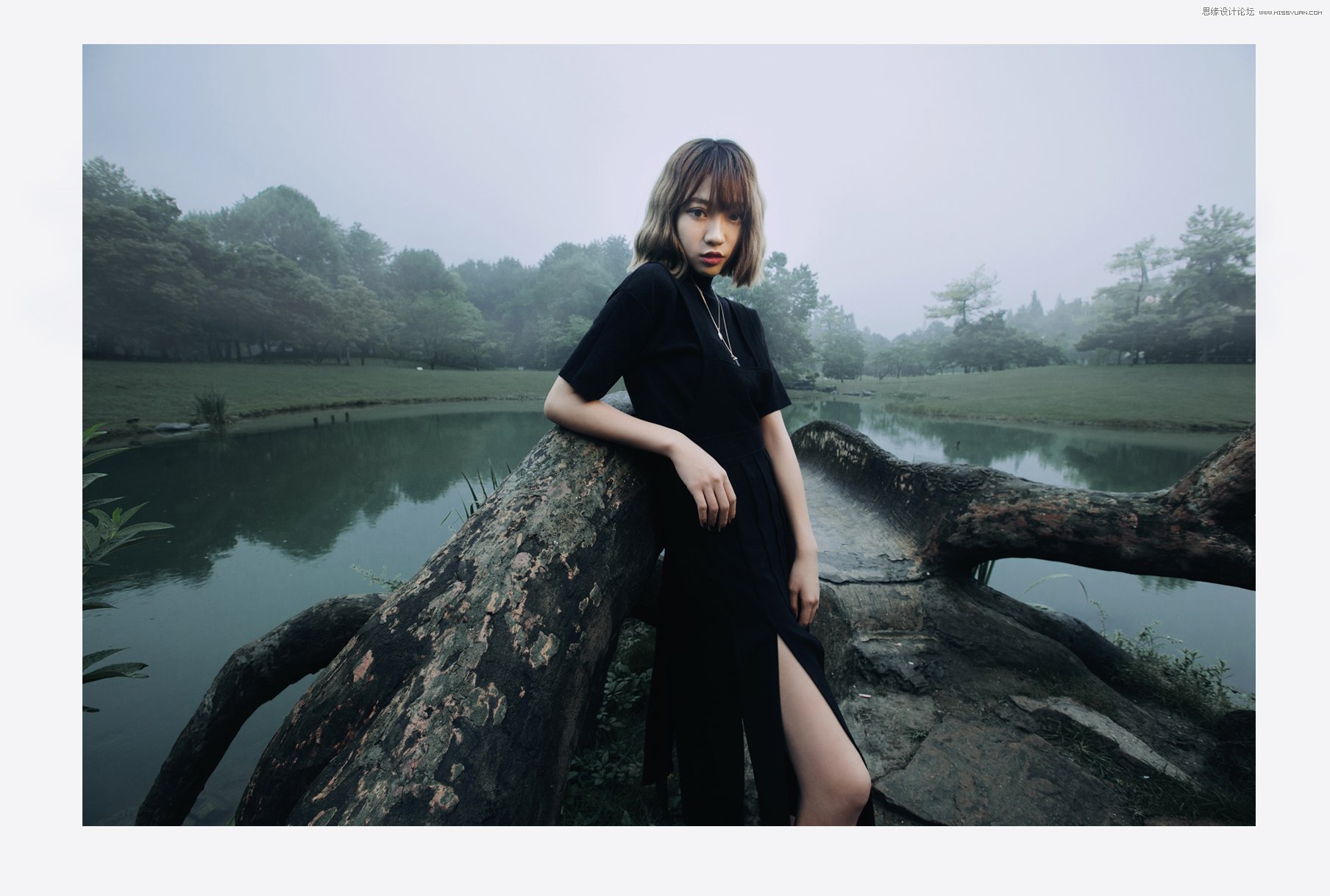 PS調出外景雨季人像照片清新藝術效果