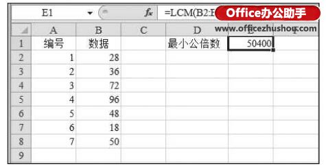 excel LCM函數(shù)的使用方法實(shí)例 LCM函數(shù)的公式語(yǔ)法及使用方法實(shí)例