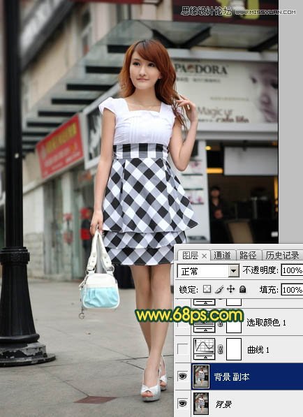 PS給街道美女添加復古逆光效果