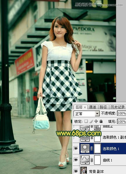 PS給街道美女添加復古逆光效果