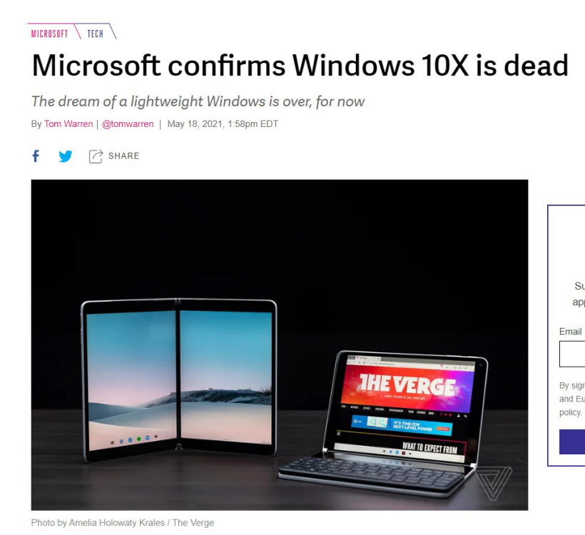 微軟官宣：Win10X 系統(tǒng)已死