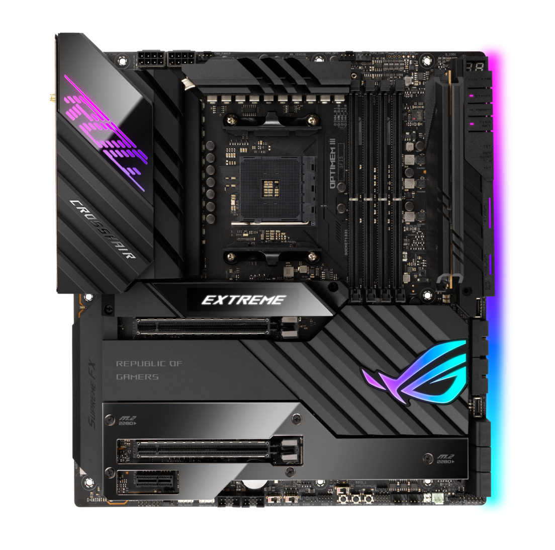 華碩發(fā)布 ROG Crosshair VIII Extreme X570 主板:5 個 M.2 插槽