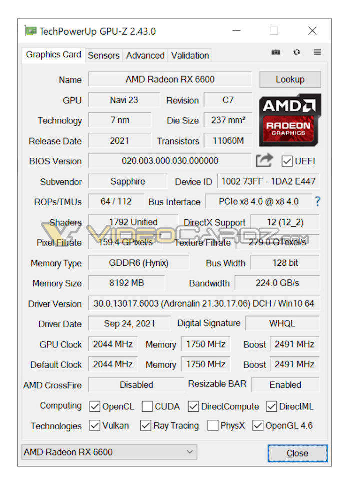 AMD Radeon RX 6600 規格泄露:8GB 14 Gbps 顯存