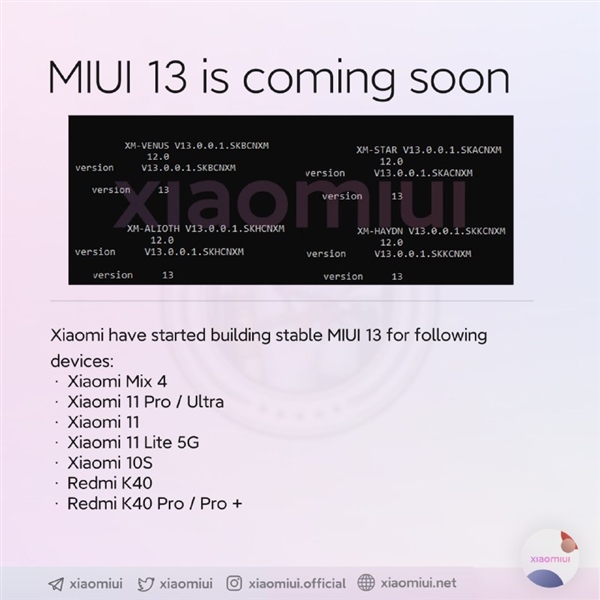 開發者爆料7款機型測試MIUI 13穩定版：小米12或無緣首發