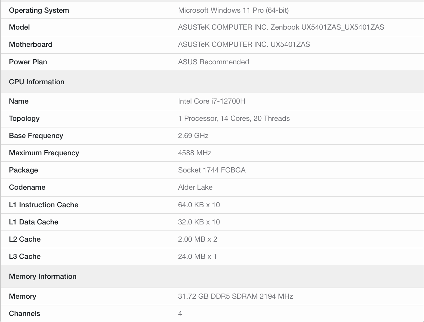 華碩新款靈耀筆記本曝光：搭載 14 核 i7-12700H，DDR5-4400 內存