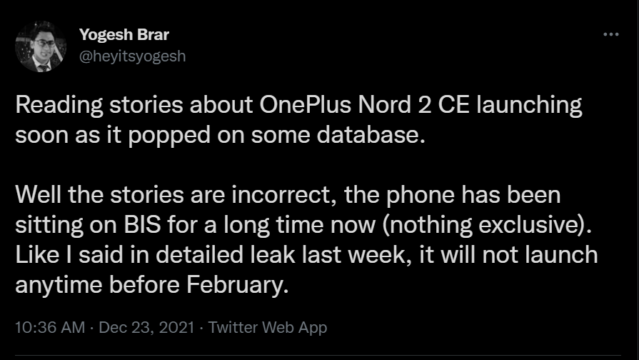 消息稱一加 Nord 2 CE 不會早于 2 月發布,預計配備天璣 900 SoC