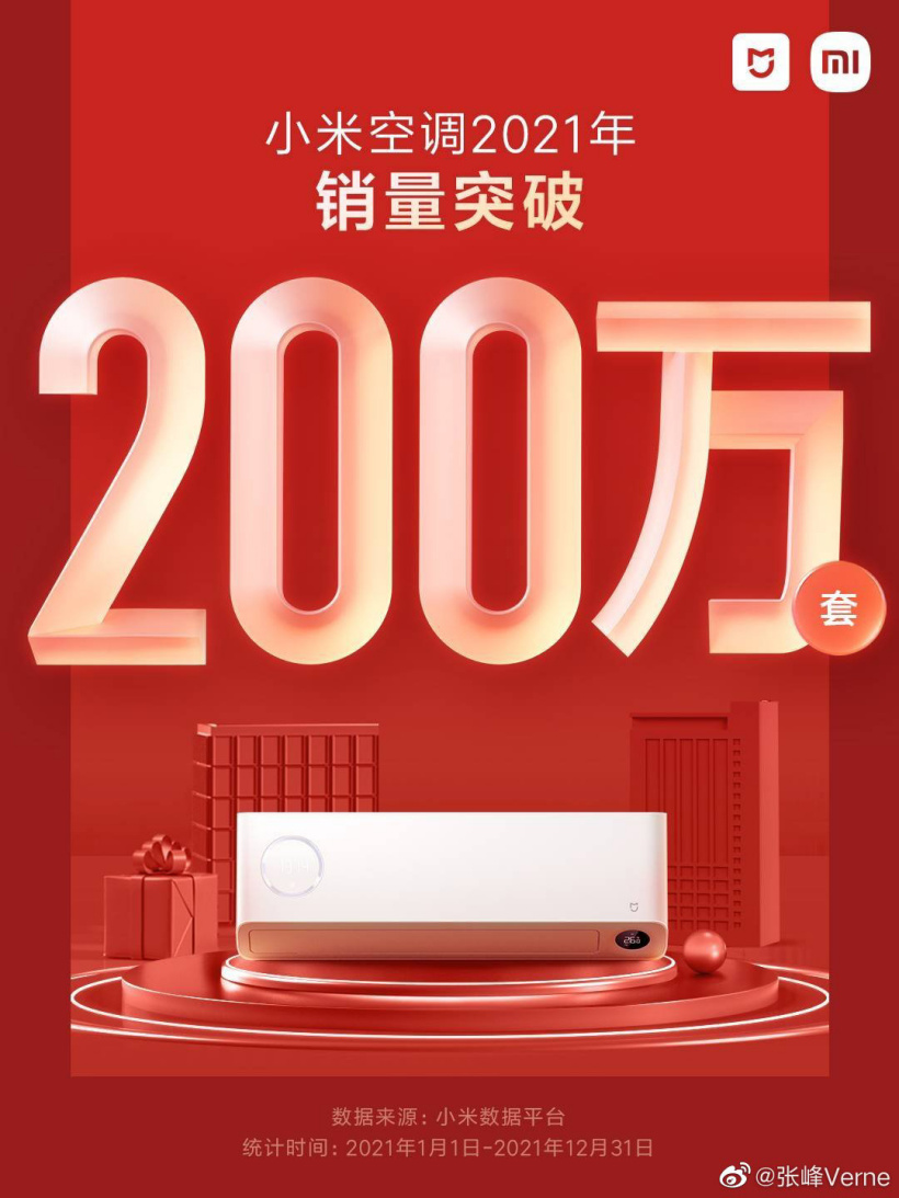 小米空調(diào) 2021 年銷量突破 200 萬套
