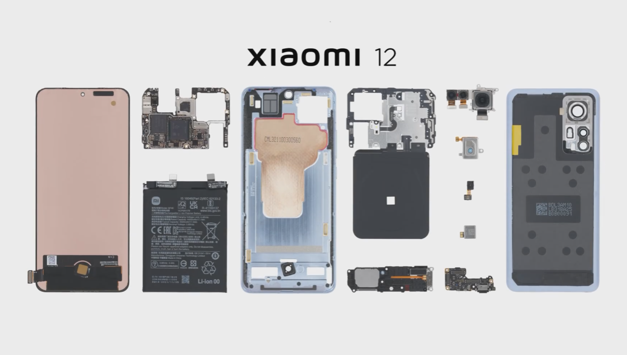 小米 12 官方拆解視頻公布：索尼 IMX766、全新一代驍龍 8 移動平臺、新一代鈷酸鋰材料電池…