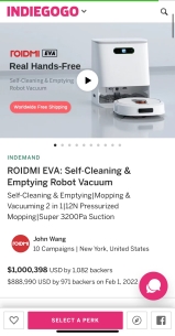 睿米EVA真全能掃拖機器人海外眾籌突破百萬美元即將亮相2022AWE家居盛典！