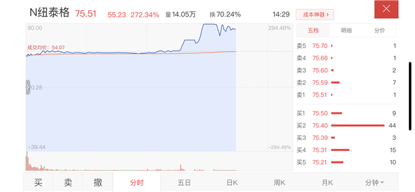 新能源汽車概念股 N紐泰格上市首日大漲295% 觸發二次臨停