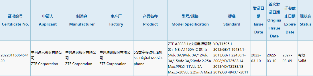 中興新機通過 3C 認證，支持最高 55W 快充
