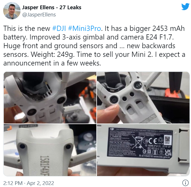 臨近發布，DJI Mini 3 Pro實拍圖曝光