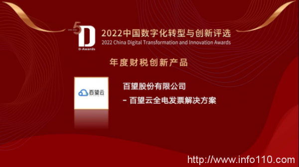 百望云斬獲2022中國數字化轉型與創新“財稅創新產品獎”